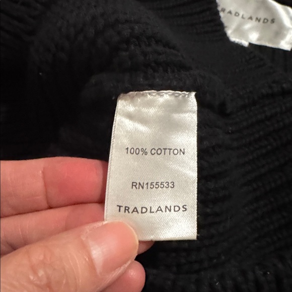 Tradlands The Shelter Cotton Cardigan Black Chunky Ribbed Knit Button Crop-XXS - Picture 9 of 10